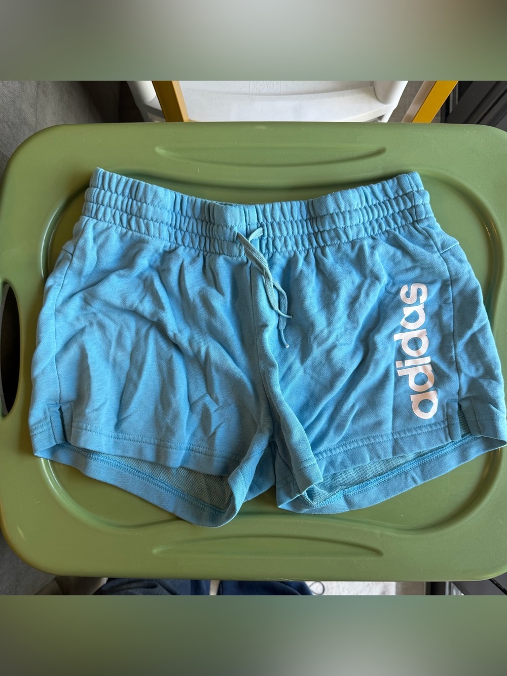 adidas Women’s Sky Blue Elastic Waist Athletic Shorts